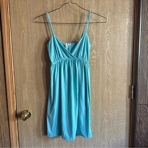 LUX Y2K Blue V Neck Top Wrap Mini Dress with Braided Straps size XS/S